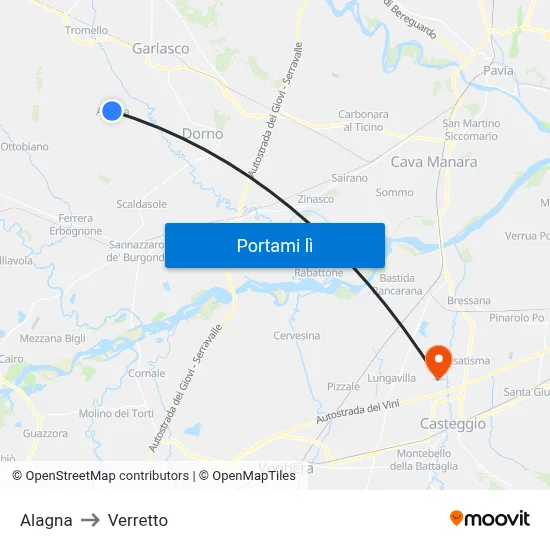 Alagna to Verretto map