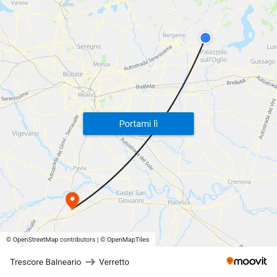 Trescore Balneario to Verretto map