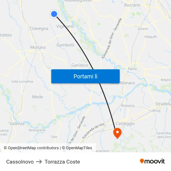 Cassolnovo to Torrazza Coste map