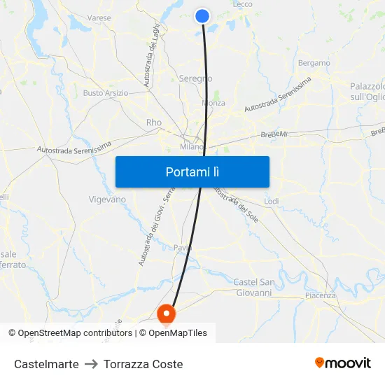 Castelmarte to Torrazza Coste map