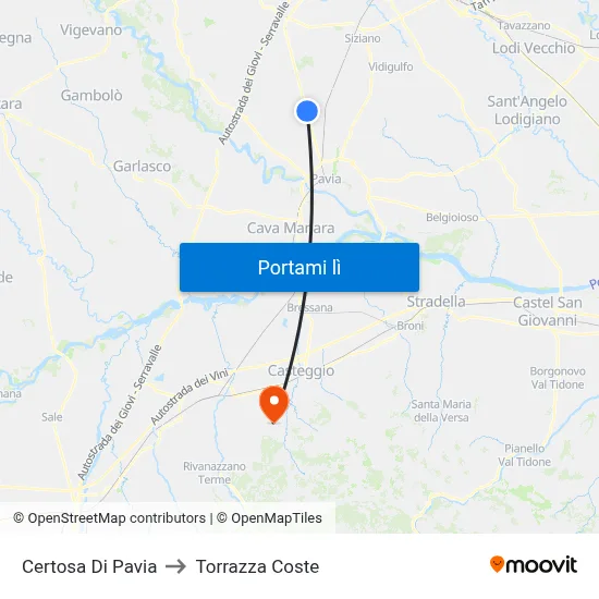 Certosa Di Pavia to Torrazza Coste map