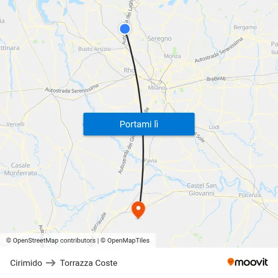 Cirimido to Torrazza Coste map