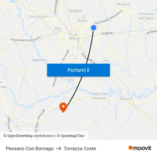 Pessano Con Bornago to Torrazza Coste map