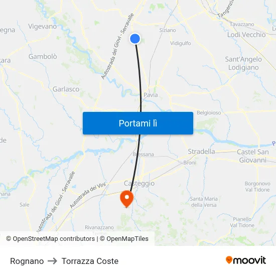 Rognano to Torrazza Coste map