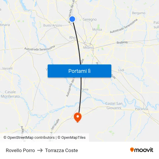 Rovello Porro to Torrazza Coste map