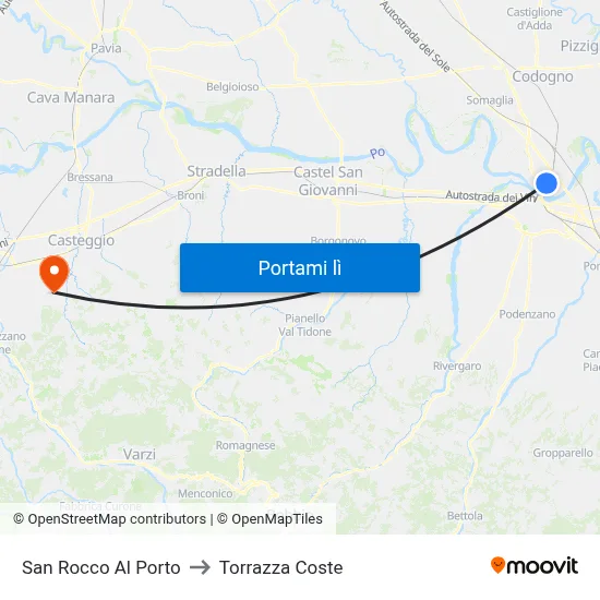 San Rocco Al Porto to Torrazza Coste map