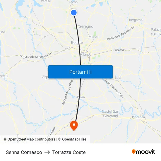 Senna Comasco to Torrazza Coste map