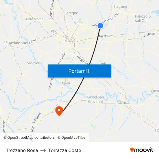 Trezzano Rosa to Torrazza Coste map