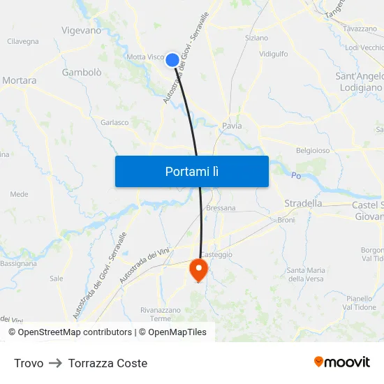 Trovo to Torrazza Coste map