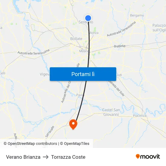 Verano Brianza to Torrazza Coste map
