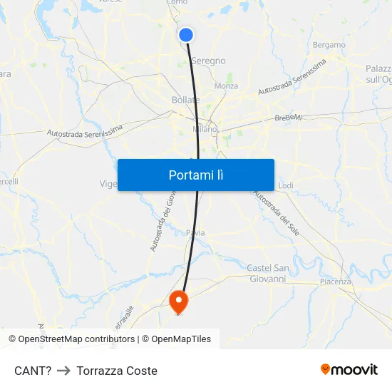 CANT? to Torrazza Coste map