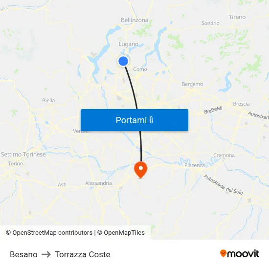 Besano to Torrazza Coste map