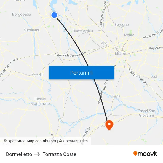 Dormelletto to Torrazza Coste map