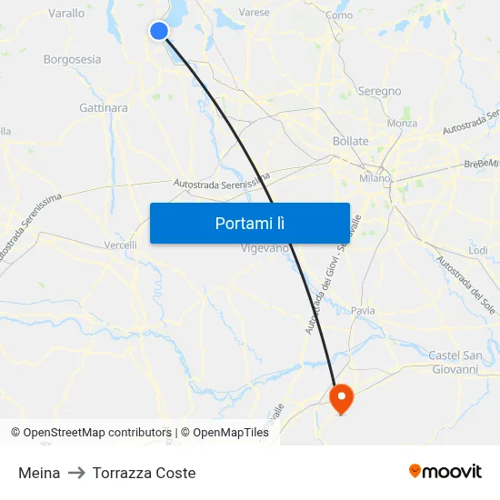 Meina to Torrazza Coste map