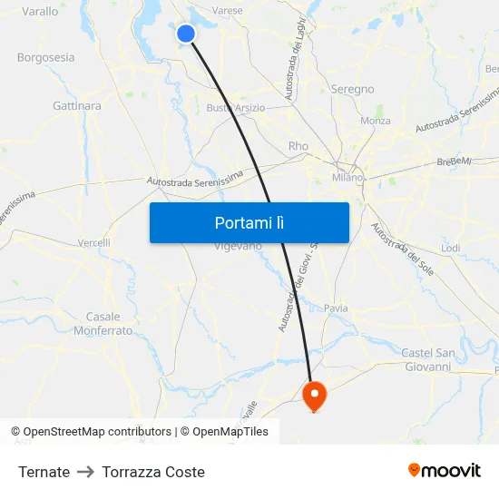 Ternate to Torrazza Coste map