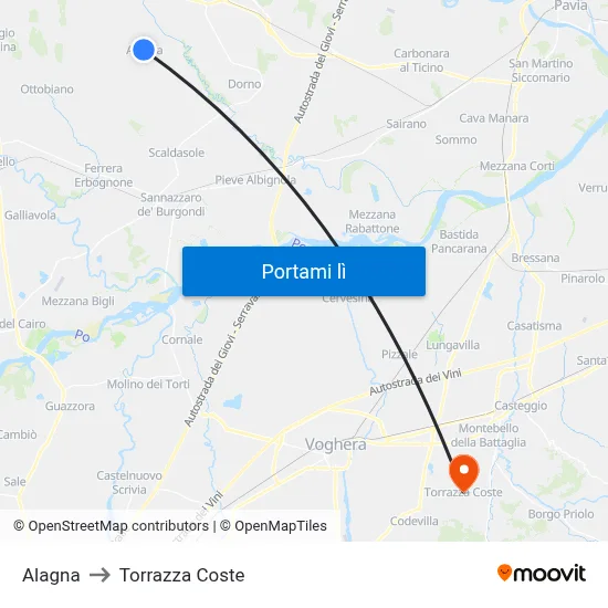 Alagna to Torrazza Coste map