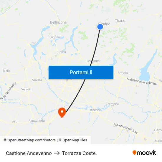 Castione Andevenno to Torrazza Coste map