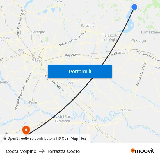 Costa Volpino to Torrazza Coste map