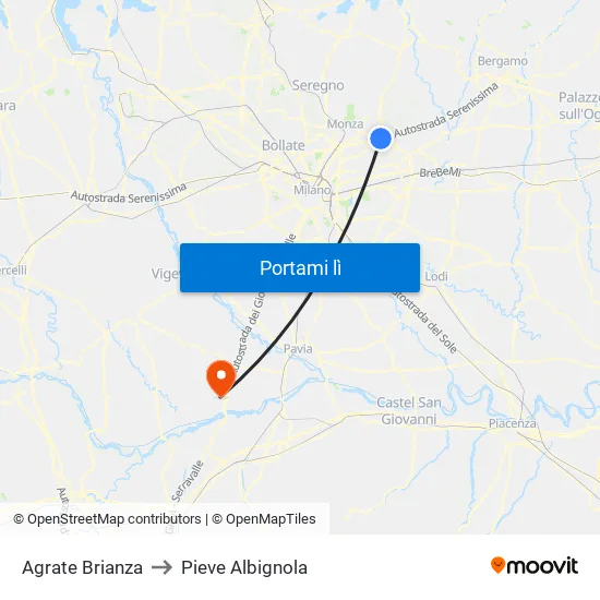 Agrate Brianza to Pieve Albignola map