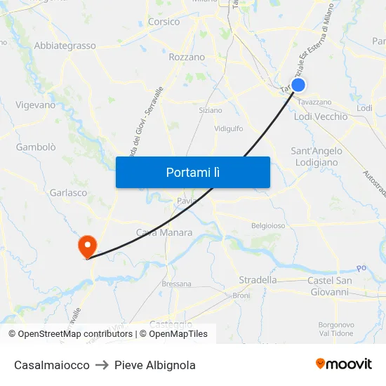 Casalmaiocco to Pieve Albignola map
