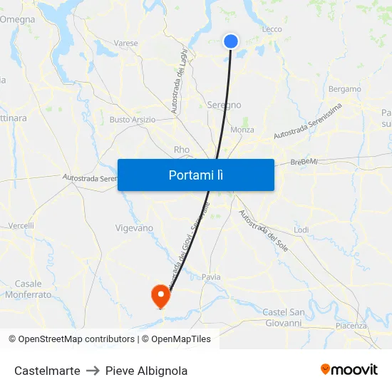 Castelmarte to Pieve Albignola map