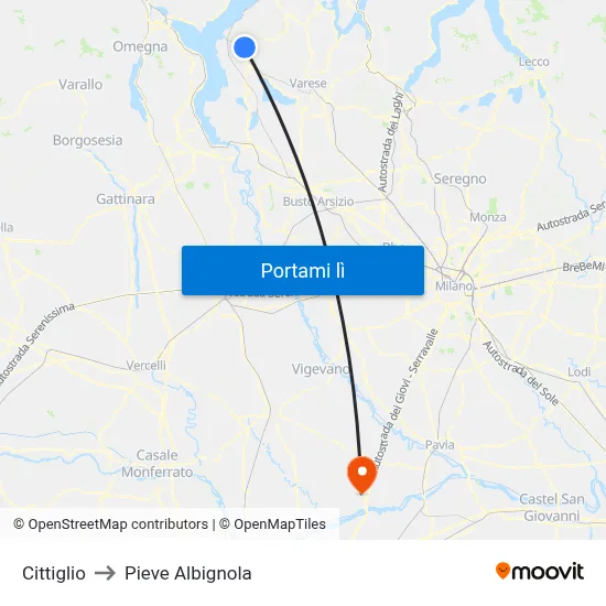 Cittiglio to Pieve Albignola map