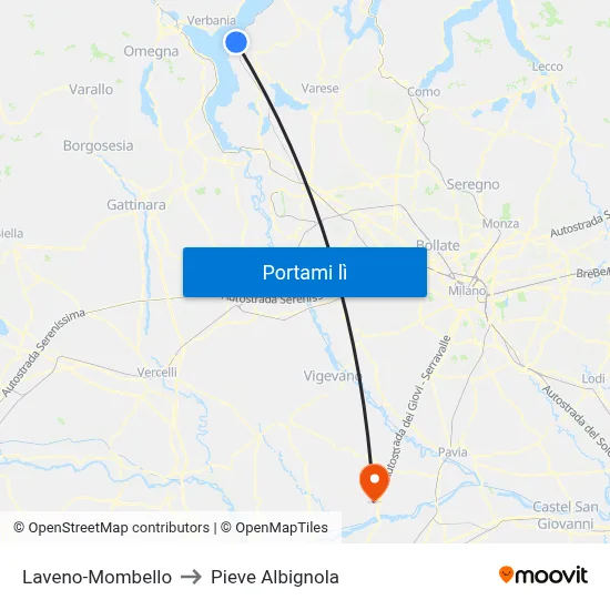 Laveno-Mombello to Pieve Albignola map