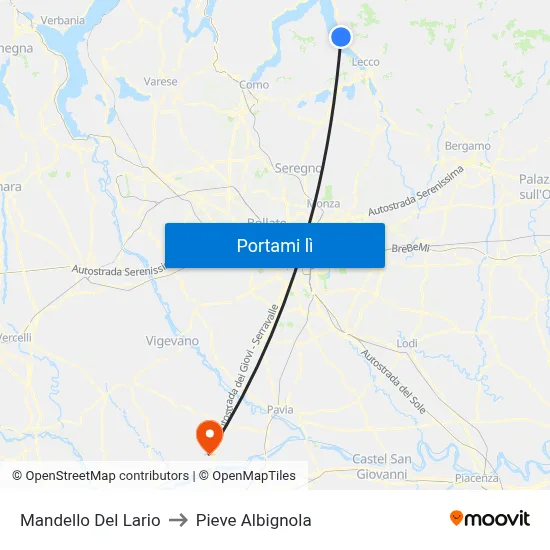 Mandello Del Lario to Pieve Albignola map