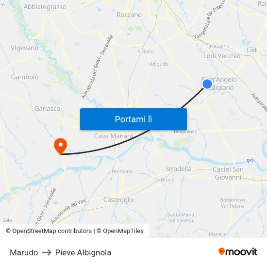 Marudo to Pieve Albignola map