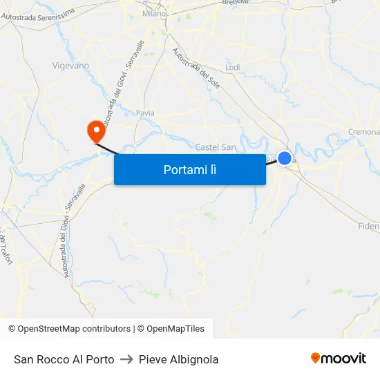 San Rocco Al Porto to Pieve Albignola map
