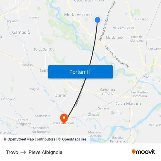 Trovo to Pieve Albignola map