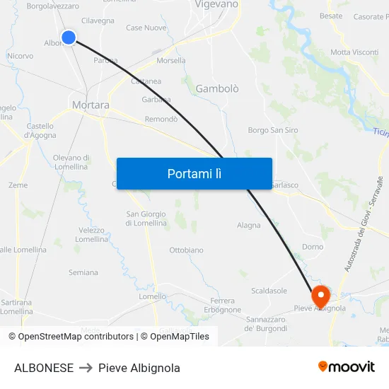 ALBONESE to Pieve Albignola map