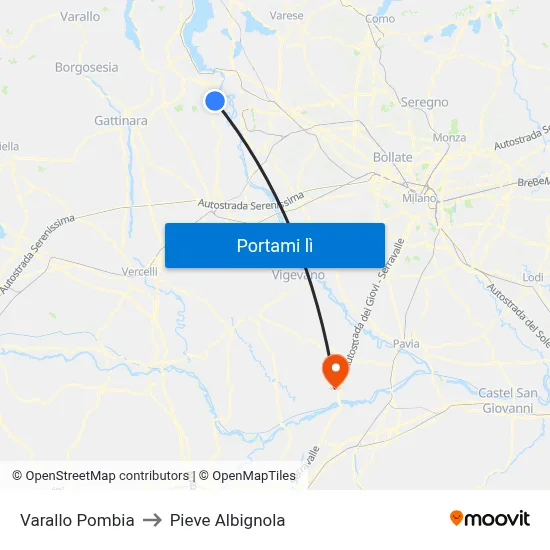 Varallo Pombia to Pieve Albignola map