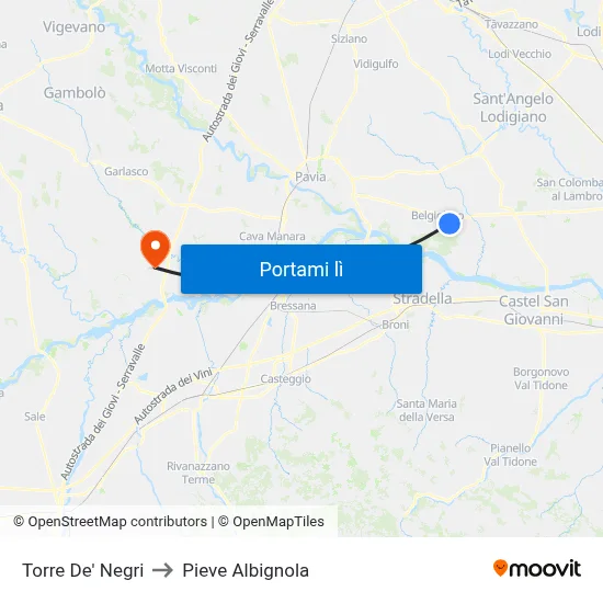 Torre De' Negri to Pieve Albignola map