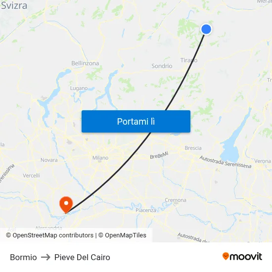 Bormio to Pieve Del Cairo map