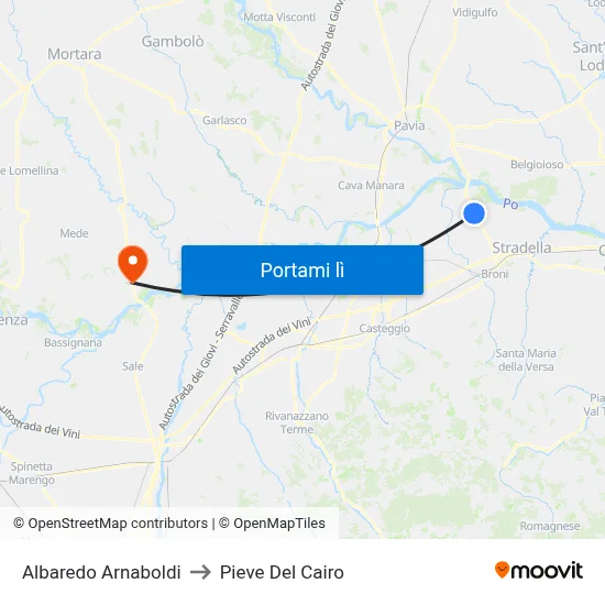 Albaredo Arnaboldi to Pieve Del Cairo map