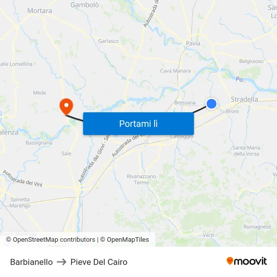 Barbianello to Pieve Del Cairo map
