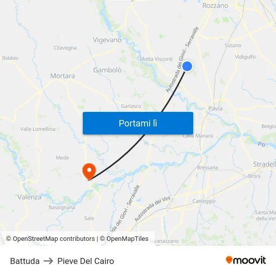 Battuda to Pieve Del Cairo map
