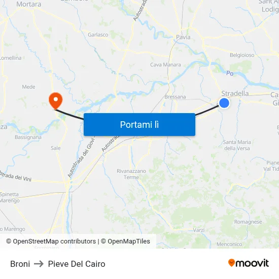 Broni to Pieve Del Cairo map