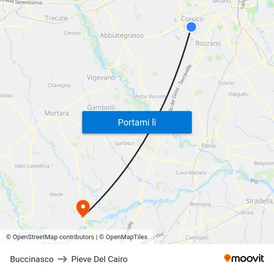 Buccinasco to Pieve Del Cairo map
