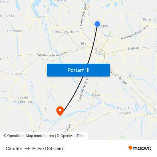 Cabiate to Pieve Del Cairo map