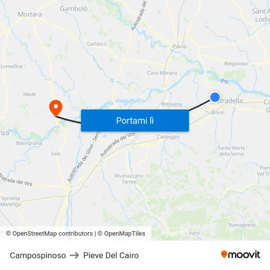 Campospinoso to Pieve Del Cairo map