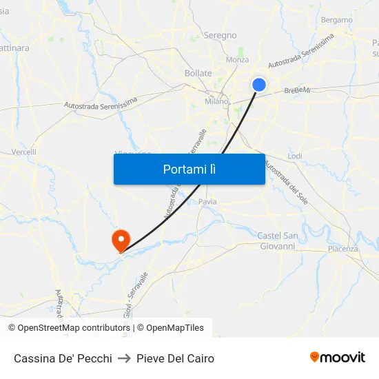 Cassina De' Pecchi to Pieve Del Cairo map