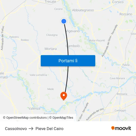 Cassolnovo to Pieve Del Cairo map