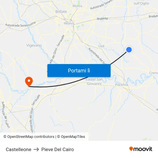 Castelleone to Pieve Del Cairo map