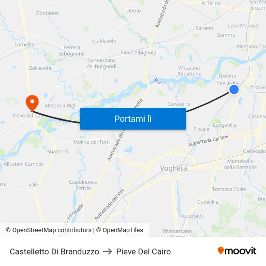 Castelletto Di Branduzzo to Pieve Del Cairo map