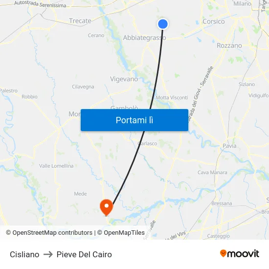 Cisliano to Pieve Del Cairo map