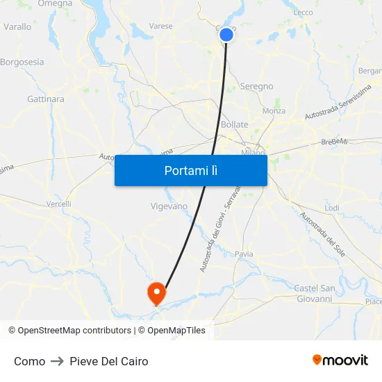 Como to Pieve Del Cairo map