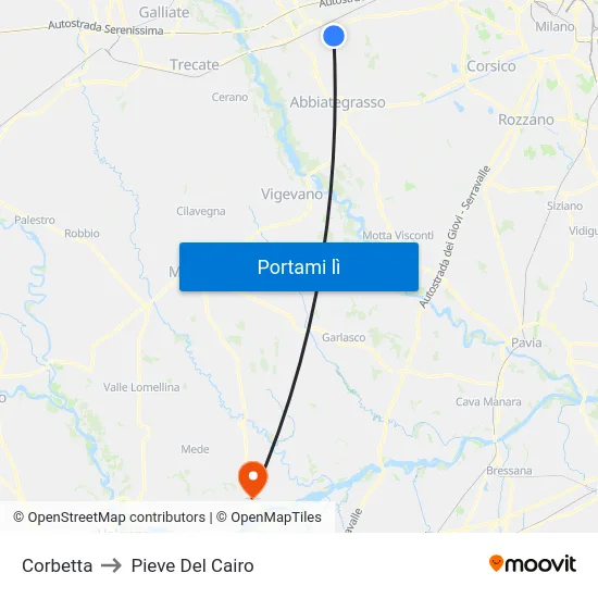 Corbetta to Pieve Del Cairo map