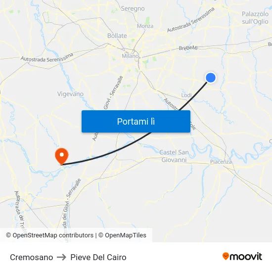 Cremosano to Pieve Del Cairo map